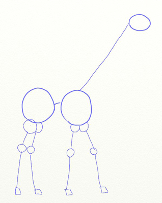 Как нарисовать жирафа, шаг 2