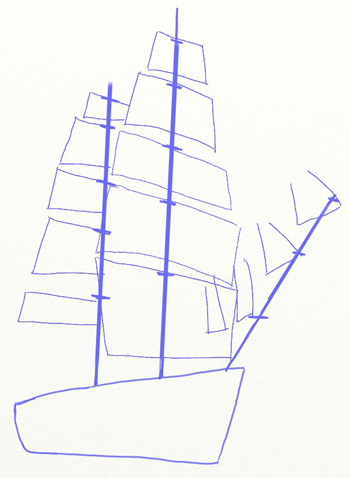 Как нарисовать парусный корабль, шаг 3