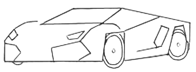 Как нарисовать спортивную машину, шаг 3